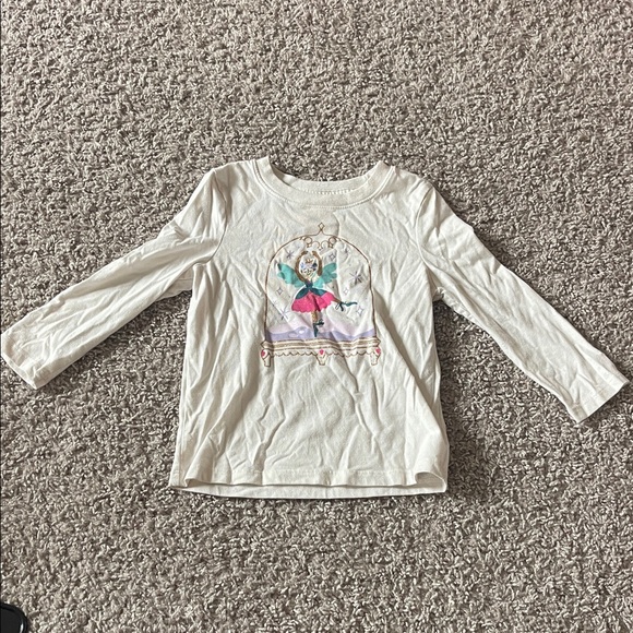 Cat & Jack White Long Sleeve Shirt with Ballerina Design - Picture 1 of 3